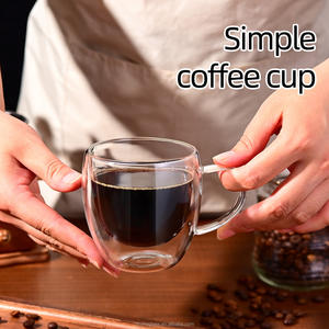 كوب قهوة زجاجي بجدار مزدوج ومعزول من البوروسيليكات العالي الشفاف بسعة 250 مل مع مقبض للبيع بالجملة - Product Image 4