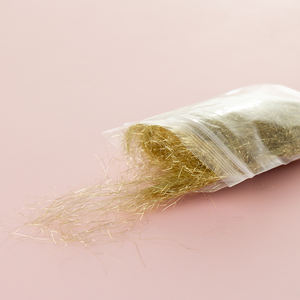 Fils de laine mélangé court jaune or irisé, g, pour chandail, fil métallique, Fiber PET, Angelina, Fiber douce - Product Image 5