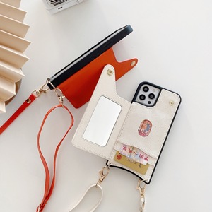 Étui de téléphone <span class=keywords><strong>avec</strong></span> sangle et porte-cartes miroir, sacs en cuir de galet PU, housse de téléphone portable pour <span class=keywords><strong>iPhone</strong></span> 15 16 <span class=keywords><strong>avec</strong></span> <span class=keywords><strong>cordon</strong></span> bandoulière - Product Image 3