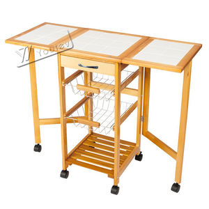 Table à manger pliable moderne Îlot de cuisine en bois avec feuille tombante <span class=keywords><strong>sur</strong></span> roues chariot de cuisine roulant avec <span class=keywords><strong>panier</strong></span> de rangement - Product Image 1
