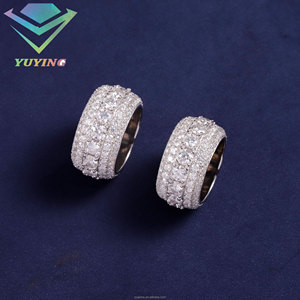 Bague entièrement sertie de diamants VVS moissanite, plaquée or, argent sterling 925, certificat GRA, passe le testeur de diamants, sertissage griffe, cadeau unisexe - Product Image 3