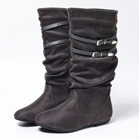 Damen Casual Winterstiefel Größe 36-43 Wildleder-Obermaterial PVC-Einlegesohle Warmes Plüschfutter Kälteschutz Schneestiefel Rutschfeste Dicke Sohle