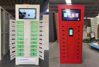Casier de rangement intelligent 2026 à 18 portes avec serrure électronique, station de recharge pour téléphone, affichage publicitaire 21,5 pouces et couleurs variées pour restaurant