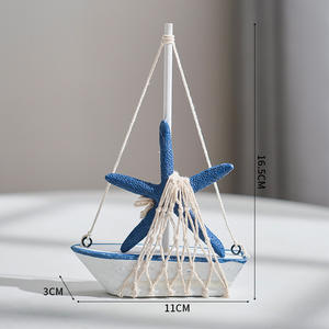 11*17 cm voilier en bois modèle nautique décoration <span class=keywords><strong>de</strong></span> la maison bureau bureau ornement bateau ancre gouvernail filets <span class=keywords><strong>de</strong></span> <span class=keywords><strong>pêche</strong></span> anniversaire - Product Image 3