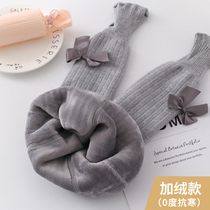 Leggings chauds d'hiver pour filles, doux, doublés de molleton, avec nœud mignon, bébé, enfants, collants épais - Product Image 3