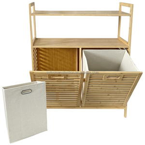 Étagères à <span class=keywords><strong>linge</strong></span> à 2 niveaux, armoire de rangement, armoire à <span class=keywords><strong>linge</strong></span> inclinable avec <span class=keywords><strong>panier</strong></span> amovible pour salle de bain, balcon - Product Image 5
