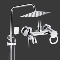 Système de douche chromé de luxe mitigeur robinet de salle de bain douches de pluie ensemble de tête simple ensemble de douche de salle de bain