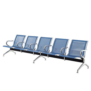 Sillas de Espera Fentama de 5 Plazas, Malla Azul, Acero Inoxidable, para Áreas Públicas de Aeropuertos, Hospitales y Zonas de Descanso - Product Image 1