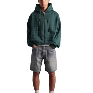 Sudadera con Capucha Oversize de Algodón Tejido 350gsm para Hombre, Estilo Waffle, Transpirable, Antiarrugas, Ecológica, para Otoño - Product Image 1