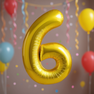 Party Love Number 6 Gold Foil <b>Balloon</b> 100cm Helium Filled Birthday Party <b>Decoration</b> - Product Image 3