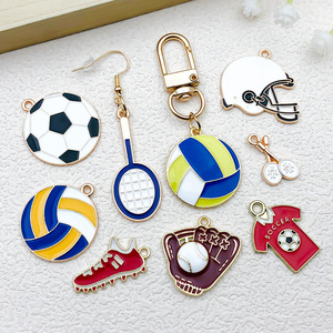 DIY Bijoux Accessoires Football Basketball Badminton Rugby Alliage Goutte D'huile Porte-clés Sports Série Pendentif - Product Image 4