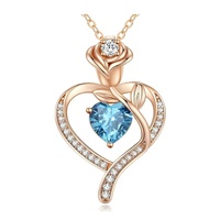 Nouvelle Saint Valentin Fête des Mères Coeur Éternel Rose Coeur Ensemble Collier De Mode Bijoux