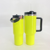 Gobelets H2.0 Neon Colors 40oz 30oz pour tasses de voyage en acier inoxydable à double paroi avec couvercle et paille