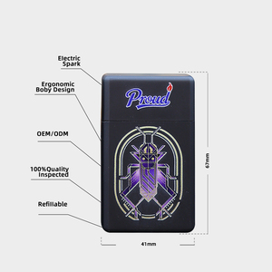 Nouveauté, briquet électronique au <span class=keywords><strong>gaz</strong></span> butane rechargeable en plastique HP populaire, flamme jet, avec lumière LED piézo, logo personnalisé - Product Image 6