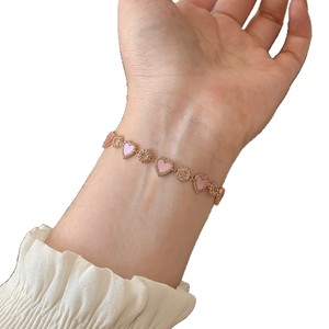 Pink Heart <b>Crystal</b> Chain <b>Bracelet</b> Women's Adjustable Fashion Jewelry Gift - Product Image 5