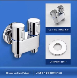 Robinet d'angle trois voies <span class=keywords><strong>pour</strong></span> toilettes domestiques, design moderne et simple, personnalisé en usine, avec pistolet pulvérisateur, une entrée, deux sorties - Product Image 6