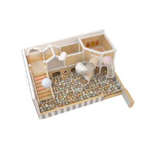 Aire de jeux intérieure miniature commerciale personnalisée pour café, ensemble de jeux doux de haute qualité en <span class=keywords><strong>bois</strong></span> avec piscine à balles, <span class=keywords><strong>toboggan</strong></span> et structure d'escalade - Product Image 3