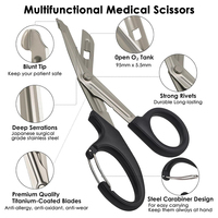 Ciseaux médicaux d'aide à la traumatologie en plein air de qualité industrielle 19x9.5cm Ciseaux de premiers soins à bord dentelé