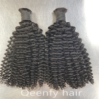Extensions de cheveux indiens 100% naturels, double trame, Remy, non traités, ondulés, en vrac, double épaisseur, pour tressage