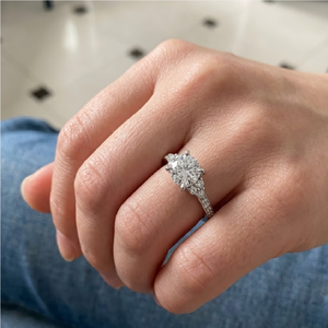 Anillo de Montura Semicompleta de Alta Calidad con Diamantes Reales, Banda Pavé de Oro Blanco Sólido de 14k, Anillos en Blanco con Piedras Laterales en Racimo, Joyería OEM ODM - Product Image 4