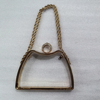 Cadre de sac à main en métal en forme de cœur doré 18 carats de 30 cm en résine avec fermoir Kiss Lock pour sacs à main