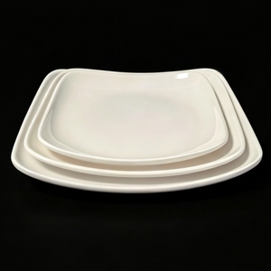 Weiße Melamin-Servierplatten in verschiedenen Größen für Restaurant-Snacks - Product Image 3