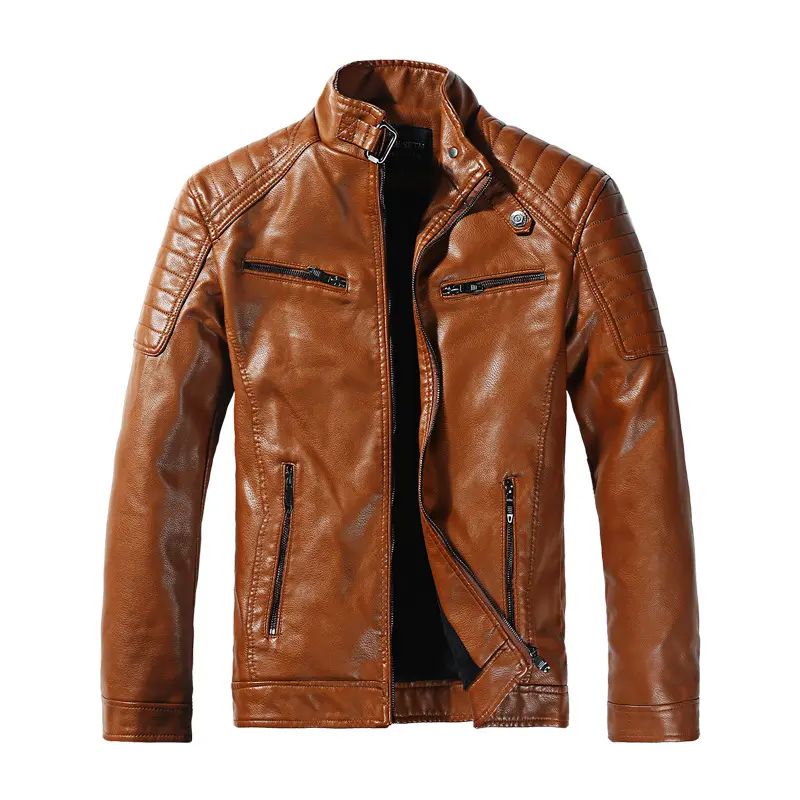New Designs Fashion Customized Slim Fit Pu Leather Men Pu Classic Style Biker Jacket