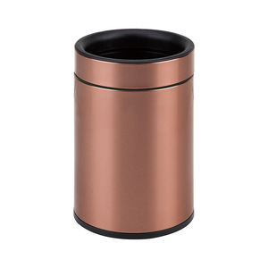 Poubelle ronde en acier inoxydable à vidage direct, poubelle cylindrique pour l'intérieur, pour la salle de bain des chambres d'hôtel - Product Image 5