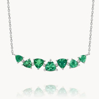 AN074 Collier pendentif de luxe en argent sterling 925 avec zircon vert pavé en forme de triangle pour femme, bijoux fins, cadeau de mariage