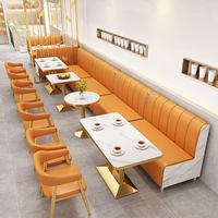Canapé-lit personnalisé multicolore pour restaurant, chaise en métal et cuir, ensembles de table et chaises pour restauration rapide