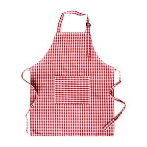 Tablier pour enfants en coton à carreaux, col halter, sans manches, anti-taches, lavable en machine, usage quotidien, quatre saisons, rouge et bleu clair - Product Image 3