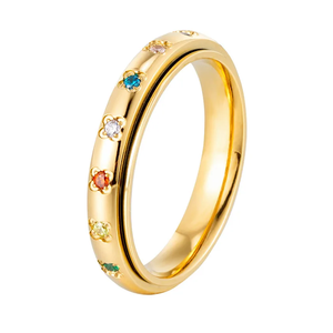 แหวนสแตนเลสสำหรับผู้หญิงทุกเพศดีไซน์โรเดียมคลาสสิกของขวัญงานหมั้นงานแต่งงานสีทองล่าสุด - Product Image 3