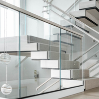 Rampe en verre trempé haute résistance pour escalier de bureau et commercial