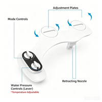 Bidet WC auto-nettoyant à double buse, sans électricité, pression réglable, pour hygiène féminine, installation facile, jet d'eau froide