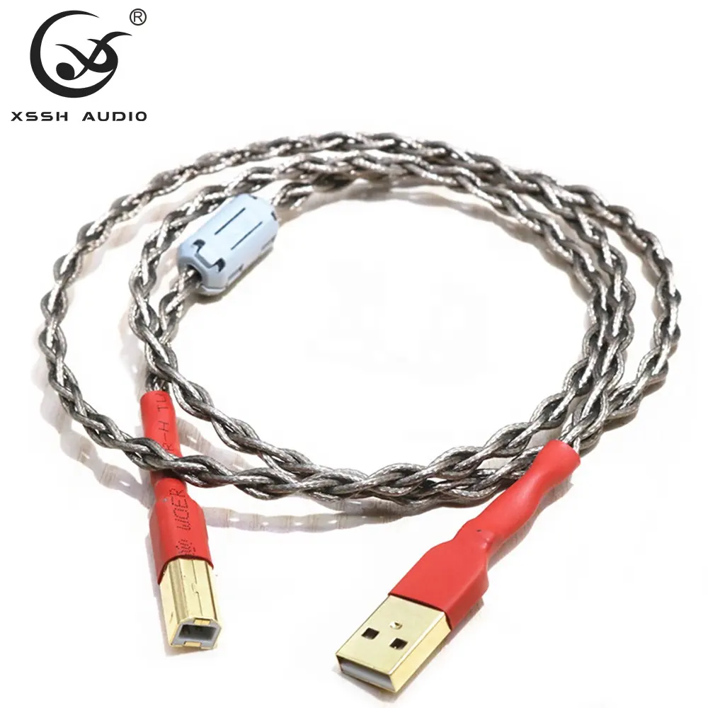 Aux Wire Cord Yivo Xssh Ofc Plated Zilveren Uitbreiding Braid Usb A Naar B Dac Video Audio Output Extension 2.0 usb Charger Cable