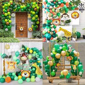 Ensemble de chaînes de ballons de décoration de fête sur le thème de la jungle, ballons vert foncé à motif d'animaux de dessin animé, décoration d'anniversaire forêt - Product Image 3