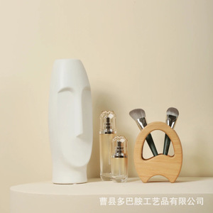Solid Wood Egg Shaped Pen Holder Natural Color <b>Round</b> Design For Pencils And Makeup <b>Brushes</b> Storage Box - Product Image 2