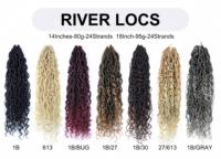 Extensions de cheveux synthétiques tressées en boîte de 18 pouces, style River Locs, avec pointes bouclées bohèmes, couleur ombrée, pour femmes noires