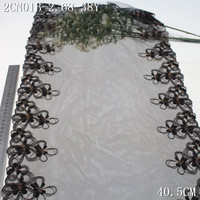 Accessoires de vêtements en gros, dentelle de luxe, largeur 30 cm, tulle noir, paillettes, broderie florale fantaisie, dentelle en maille pour robe Abaya