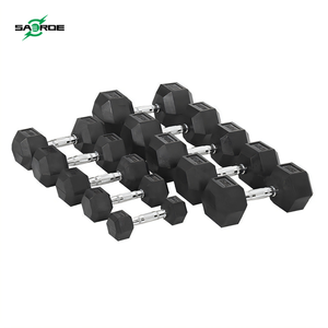 Hex Dumbbell Set with Storage Rack for Home Gym Convertible to Weight Lifting SAERDE CastIron Rubber Coated HD Barbell