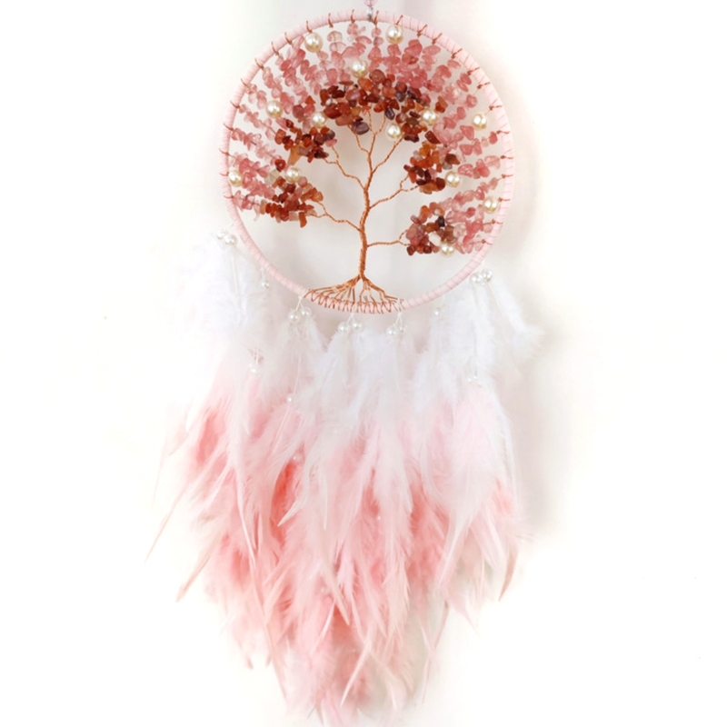 Rose Quartz Raw Stone Dream Catcher