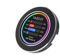 Papan Pengembangan Layar LCD Bulat 2.1 inci Waveshare Black dengan Pendingin CPU/GPU dan Panel Sensor PC