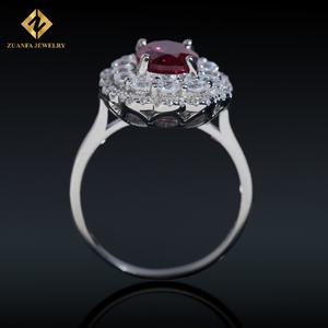 Anillo de Compromiso de Plata de Ley 925 con Diamantes, Joyería Roja en Oferta, Anillo de Piedras Preciosas de Lujo para Mujer - Product Image 3