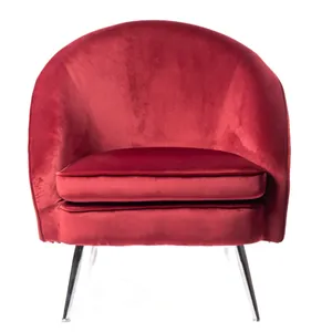 최고 가격 유럽 빨간 벨벳 침실 가구 덮개를 씌운 악센트 의자