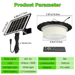 <span class=keywords><strong>Lampadario</strong></span> <span class=keywords><strong>Solare</strong></span> a Induzione 244LED IP65 Impermeabile per Esterni, Giardino, Cortile, Casa, Illuminazione per Corridoi con Sensore di Movimento - Product Image 4