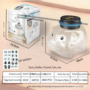 Hucha Electrónica Inteligente de <span class=keywords><strong>1</strong></span>.8L con Contador de Monedas LCD, Caja de Almacenamiento para Monedas de Dólar, <span class=keywords><strong>Euro</strong></span>, Libra, Yen y Rublo - Product Image 6