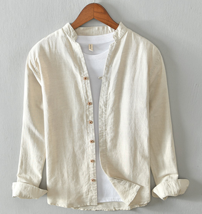 Nouvelles Chemises Homme TONGYANG en Lin d'Automne 100% Lin Blanc à Manches Longues Respirantes de Haute Qualité - Product Image 2