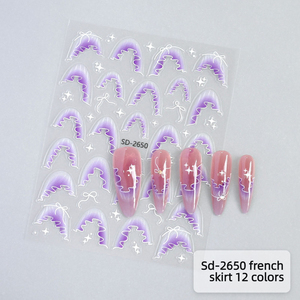 3D Embossed French Ruffle <b>Nail</b> Stickers Self Adhesive <b>Nail</b> Art <b>Decals</b> Custom Logo Salon Manicure Decoration <b>Nail</b> Sticker - Product Image 1