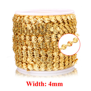 Chaîne à maillons ronds en acier inoxydable plaqué or PVD avec motif tournesol en relief |   Chaîne artisanale tendance pour la fabrication de bijoux DIY pour femmes - Product Image 2