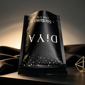 Pochette refermable en aluminium noir mat imprimée sur mesure, avec fermeture éclair, pour l'emballage d'encens, d'épices et de parfums - Product Image 5